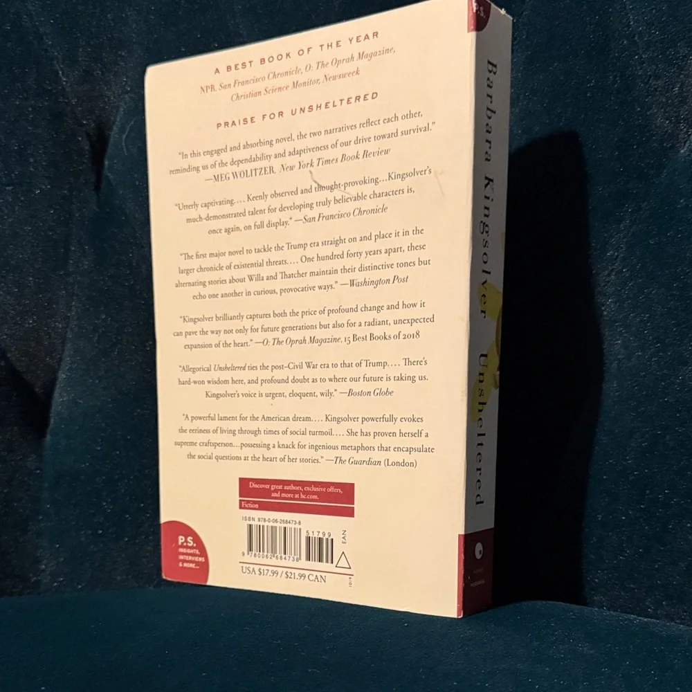 Unsheltered by paperback book Barbara Kingsolver - Like New!